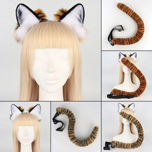Cute Tiger Ear Headband Fluffy Long Tail Faux Fur Cosplay Animal Costume Props - £8.92 GBP+