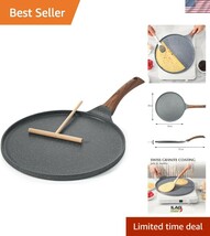 Elegant 12-Inch Nonstick Dosa &amp; Crepe Pan with Wooden Spreader - Dishwas... - $89.99