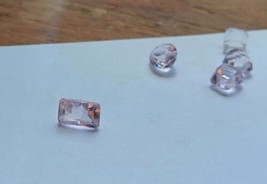 Faceted Pink Morganite, Cushion Cut Rectangle, 1.1Cts Genuine 5mm x 8mm - £32.54 GBP