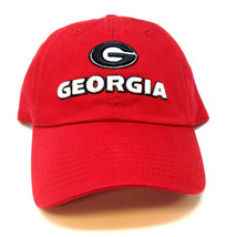 Red University Of Georgia Bulldogs Text Logo Uga Dawgs Curved Bill Hat Cap Retro - £17.38 GBP