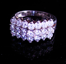 Vintage Sterling Engagement Ring - brilliant cz crown top ring - Sparkli... - $125.00