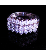 Vintage Sterling Engagement Ring - brilliant cz crown top ring - Sparkli... - $125.00