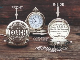Personalized Engraved Gift For Coach - Brass Pocket Watch - Teachers day... - $23.02+