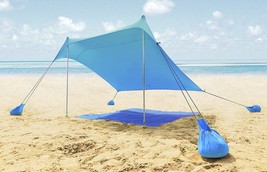 ALPHA CAMP Beach Tent Canopy, Portable Sun Shelter Sun Shade 7x7 FT with, Blue - £48.75 GBP