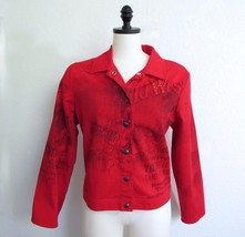 Vintage Western Jacket M Red Embellished Cowboy Horse Wild West Cotton D... - $29.99