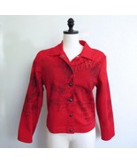 Vintage Western Jacket M Red Embellished Cowboy Horse Wild West Cotton D... - $41.13 CAD