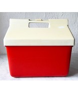 Vintage Thermos Cooler Double 6-Packer 12 Qt Red &amp; White Camping Ice Chest - £30.29 GBP