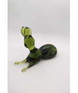 Vtg Art Glass Bunny Rabbit Figurine Paperweight Hand Blown Green Decor E... - £13.50 GBP