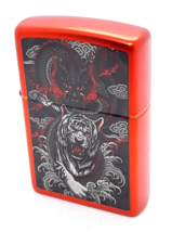Asian Tiger &amp; Dragon Design Zippo Lighter Metallic Red - £22.80 GBP
