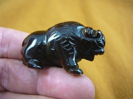 (Y-BUF-560) little brown Tiger&#39;s eye BUFFALO bison gemstone carving gem ... - $14.01