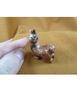 Y-LLA-SI-43) baby red LLAMA carving SOAPSTONE stone PERU FIGURINE I love... - $8.59