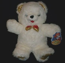 20&quot; Vintage Dan Dee White Teddy Bear Gold Red Stuffed Animal Plush Toy Christmas - £33.47 GBP