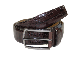Men Genuine Leather Belt PIERO ROSSI Turkey Soft Crocodile print 1014 Brown - $49.99