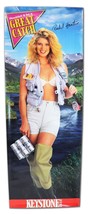 VINTAGE 1990s Keystone Beer Great Catch Rachel Hunter HUGE 26x70&quot; Poster  - £46.73 GBP