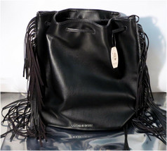 NWT Victoria&#39;s Secret Fashion Show Backpack Purse Bag - Black Leather Fr... - $19.01