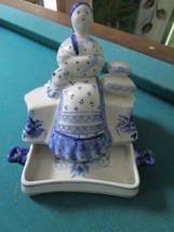 Gzhel Porcelain Figurine Hand Made  6 X 5&quot; Trinket Russian Hand Painted - $115.41 CAD