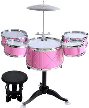 Suitable For Children Ages 3-6, Kids Drum Toy Set Rock Jazz Drum (Pink). - £41.10 GBP