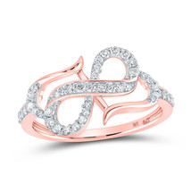 10kt Rose Gold Womens Round Diamond Infinity Heart Ring 1/3 Cttw - £286.67 GBP