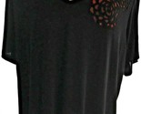 Women’s Massimo Blouse Top 2X Poly Spandex 48” Bust Black Red Roses SKU ... - $6.44