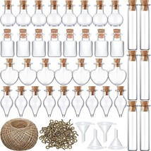 50 Pieces Small Mini Glass Jars Bottle With Cork Stopper Tiny, Mixed Style - £25.38 GBP