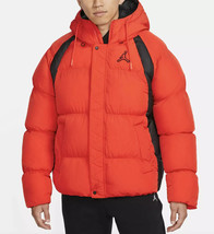 Nike Air Jordan Essential Puffer Jacket Insulated Orange Hooded Black Logo XXL - $112.19