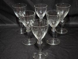 Vintage DIMPLE OPTIC 5.5&quot; Ball Stem Wine Glass By Unknown Maker - Set Of 6 - $45.06 CAD