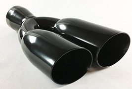 Exhaust Tip 3.00" Inlet 3.00" Outlet 13.50" long Dual Round Slant Angle Black St - £59.13 GBP