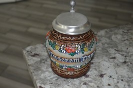 Vintage Original King Hand Painted Lidded Stein, Germany, &quot;Unserem Papa&quot; - £31.85 GBP