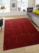 6 x 9 ft. Hand Knotted Gabbeh Silk Geometric Rectangle Area Rug, Red &amp; Beige - £227.11 GBP