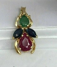 2Ct Pear CutCZ Garnet/Emerald/Sapphire Fly Spider Pendant 14k Yellow Gold Finish - £80.11 GBP