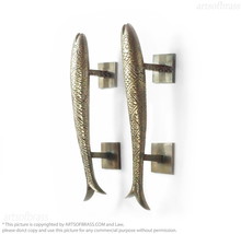 Set Pair of 11&quot; Solid Brass Retro Fish Pull Handles | Animal Cabinet Doo... - £137.48 GBP