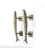 Set Pair of 11&quot; Solid Brass Retro Fish Pull Handles | Animal Cabinet Doo... - £138.68 GBP