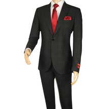 Men Suit BERLUSCONI Turkey Italian Wool 180's Single Breasted 623-01 Black Plaid image 3