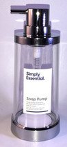 Bed Bath &amp;Beyond Chrome Soap Pump Clear Holder Kitchen/Bathroom Liquid Dispenser - £12.56 GBP