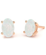 Opal 7x5mm Oval Stud Earrings in 14k Rose Gold - $475.25 CAD
