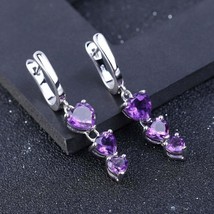 5Ct Simulated Heart Amethyst Drop/Dangle  Earrings 14K White Gold Plated Silver - £62.57 GBP