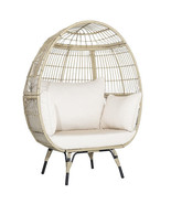 Oversized Patio Rattan Egg Lounge Chair with 4 Cushions-Light Brown - Co... - $8,725.46 MXN