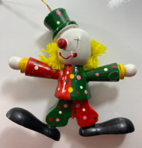 Vintage RUSS Wooden 4 in Circus Clown Christmas Tree Ornament - £12.41 GBP