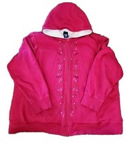 Basic Editions Pink Jacket Zipper Hood Lined Leaf Print Women&#39;s Size 3XL - £3.04 GBP