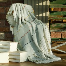 Bohemian Farmhouse Colorful Striped Throw Blanket with Tassels Decorative Boho W - £35.84 GBP