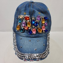 Vintage TAKE Distressed Bling Hat Cap w/ Rhinestones Beads Sequins One Size - £13.66 GBP