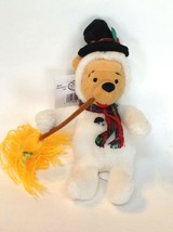 Disney Store Christmas Winnie The Pooh Snowman Plush Beanbag Toy Beanie  8&quot; - £10.08 GBP