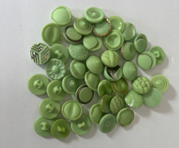 Lot 44 Milky Green Art Deco Gold Embossed Buttons - $34.65