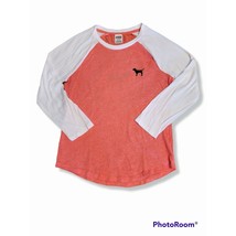 PINK Victoria&#39;s Secret Coral White Raglan 3/4 Sleeve Top - Size S - £10.25 GBP