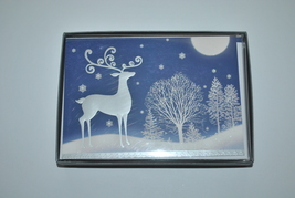 Hallmark Blue / Silver Deer Winter Christmas Card with envelopes XPX1172 - £11.58 GBP