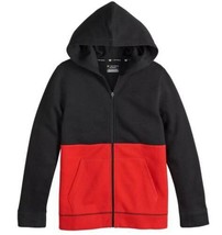 Boys Jacket Fleece Tek Gear Black Red Full Zip Up Hoodie Husky-size M 10/12 - £17.91 GBP