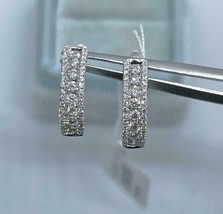 2Ct Lab Created Round Diamond Three-Row Huggie Hoop Earrings 14K White Gold Over - £83.92 GBP