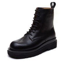 Hot Genuel Leather Chunky Boots Women Platform Motorcycle Winter Punk Casual Dai - £76.27 GBP