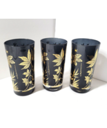 Wm William A Meier Vtg Black Mid Century Gold Birds and Leaves Highball (3) - €48,52 EUR