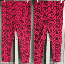 Xhileration Size 14/16 Juniors Red Floral Stretch Leggings Size XL - $13.66